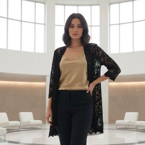 Anna Bella Black Lace Cardigan Size M